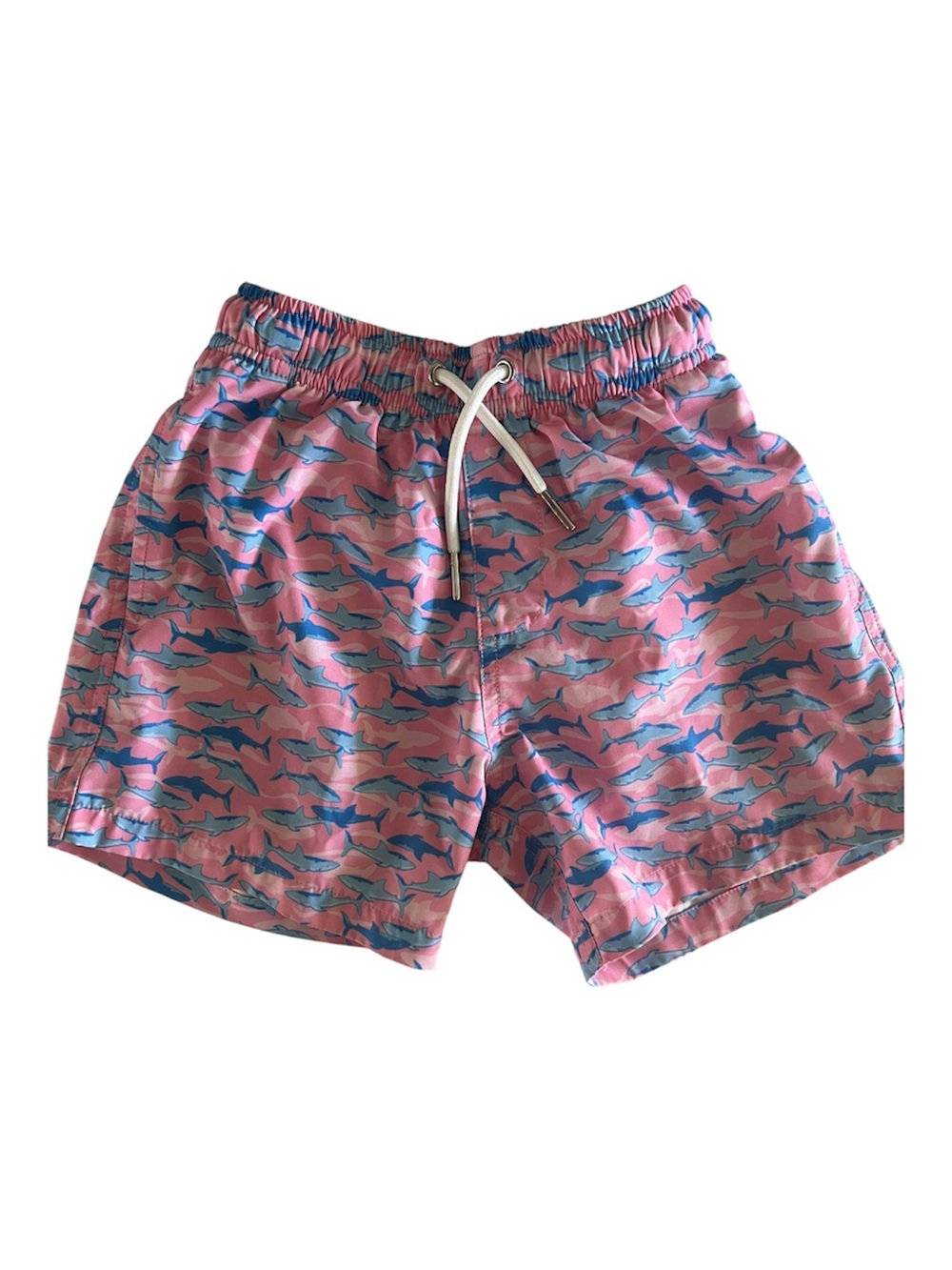 Bermies Kids Pink Blue Shark Print Swim Trunks Size 6